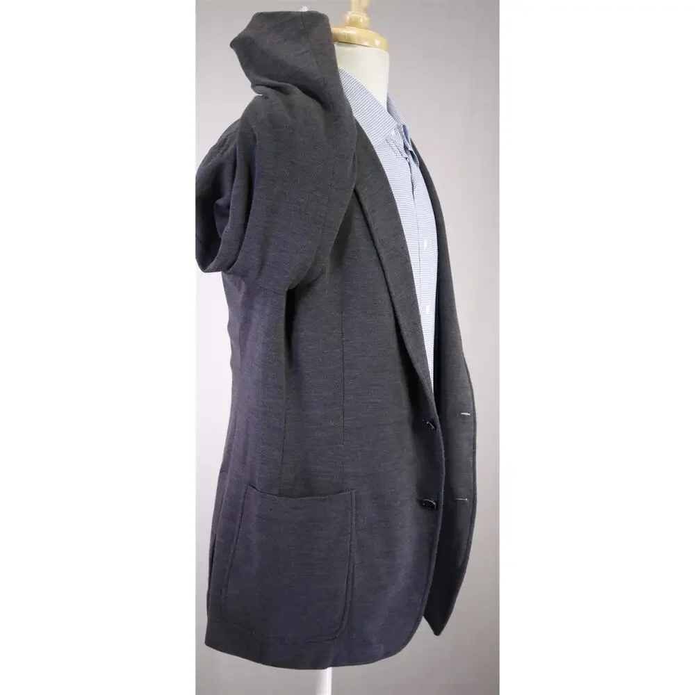 Hickey Freeman Current Gray Jersey Knit Wool Patch Pocket Blazer Jacket 46R